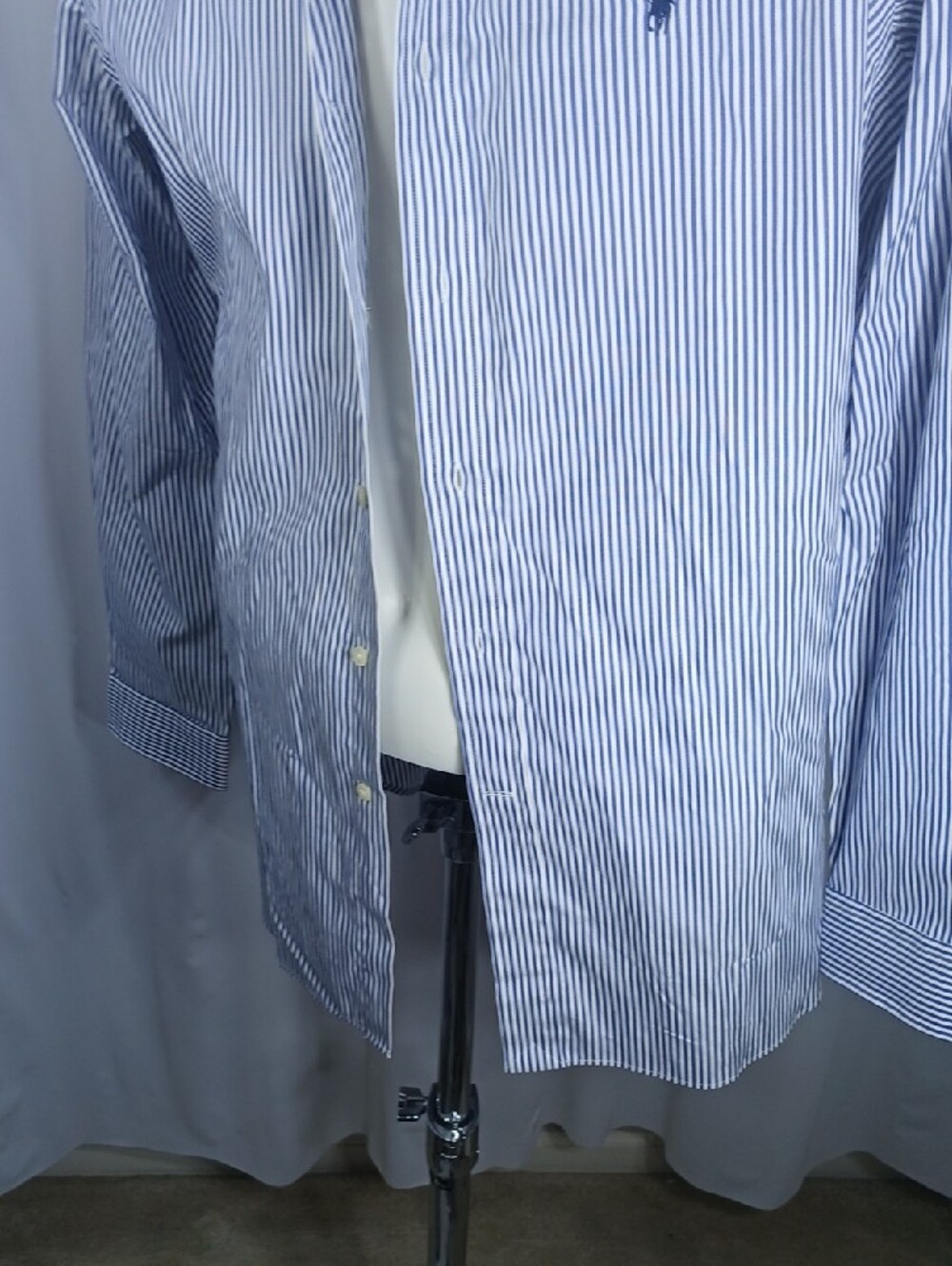 Ralph Lauren Men’s Blue & White Striped cotton Dress Shirt - Picture 11 of 12